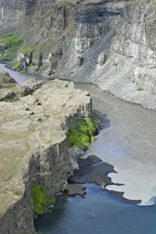Glacier River Prints: Spring water mixing with the water of the glacial river Joekulsa a Fjoellum
