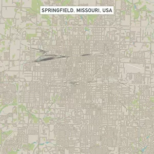 Images Dated 14th July 2018: Springfield Missouri US City Street Map