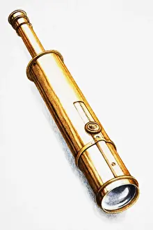 Brass Prints: Spyglass telescope, instrument designed for observation of remote objects