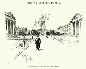 Images Dated 24th January 2017: Front Square with Campanile of Trinity College, Dublin, 1892