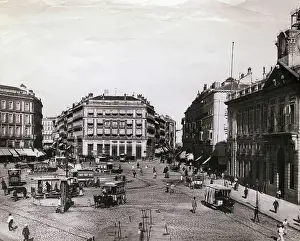 Madrid Prints: Square and Early Street Scene of Madrid