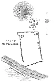 Seneca Prints: Squier Map of Kanadaseaga Fort near Geneva in Ontario County, New York, USA