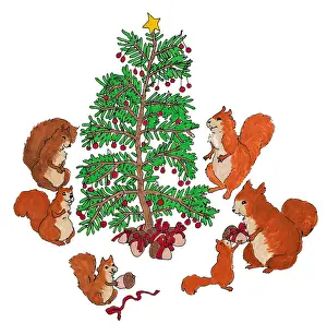 Squirrel Family Christmas