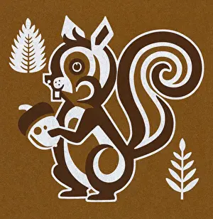 Pop A Prints: Squirrel Holding Nut