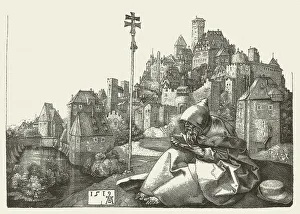 Solitude Gallery: St Anthony (with Nuremberg, 1519), by Albrecht DAOErer, published 1881
