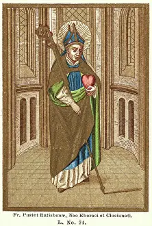 Hippopotamus Prints: St. Augustine Holding Staff and Heart