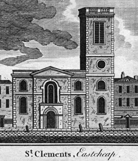 Prints of The facade of the Church of St Clement, Eastcheap, London EC3, one of the 50-plus churches designed by the English architect Sir Christopher Wren, (1632 - 1723) Heritage Images Prints: St Clements By Wren