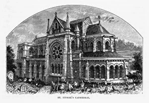 St. Finbara┬Ç┬Ös Cathedral, Cork, County Cork, Ireland Victorian Engraving, 1840