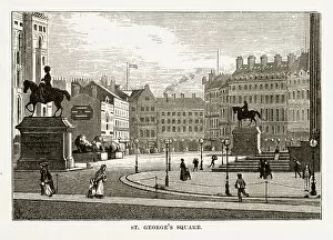 Images Dated 14th February 2018: St. Georgea┬Ç┬Ös Square Liverpool, England Victorian Engraving, 1840