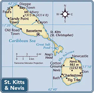 St. Kitts and Nevis country map