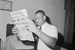 Hotel Room Prints: St. Louis Baseball Player Orlando Cepeda Reading Newspaper