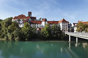 Monasteries Prints: St. Mang Basilica and Lech river