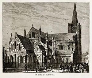 Images Dated 19th February 2018: St. Patricks Cathedral in Dublin, Ireland Victorian Engraving, 1840