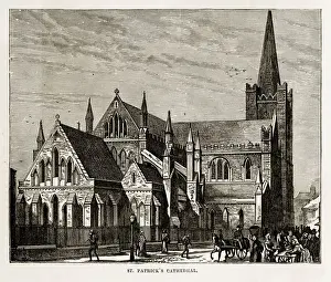 Prints of Very Rare, Beautifully Illustrated Antique Engraving of St. Patricks Cathedral in Dublin, Ireland Victorian Engraving, 1840. Source: Original edition from my own archives Dublin, Ireland Prints: St. Patricks Cathedral in Dublin, Ireland Victorian Engraving, 1840
