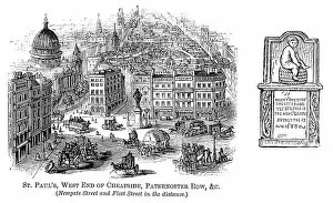 People Traveling Collection: St Paul's, Cheapside, Paternoster Row, London (1871 engraving)