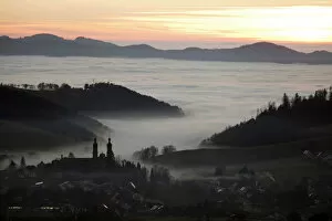 St. Peter at atmospheric inversion in autumn, Black Forest, Baden-Wuerttemberg, Germany, Europe