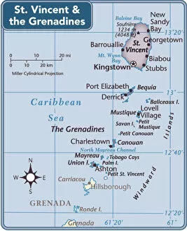 Images Dated 12th November 2017: St. Vincent and the Grenadines country map
