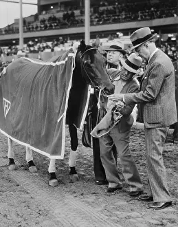 Howard Prints: Stablehands Assisting Racehorse Seabiscuit