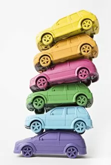 Images Dated 8th September 2015: Stack of rainbow colored cars