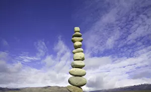 South Island New Zealand Gallery: Stack of stones, low angle view