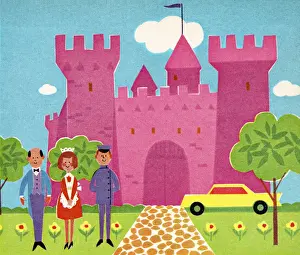 Maid Prints: Staff in Front of Pink Castle