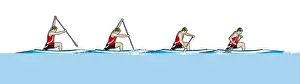 Paddling Prints: Four stages of canoeist paddling