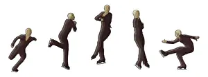 Grace Prints: Five stages of figure skater performing axel jump