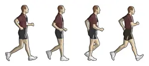 Progress Prints: Four stages of person race walking