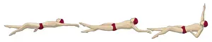 Three stages of swimmer performing backstroke