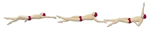 Swimming Trunks Prints: Three stages of swimmer performing backstroke