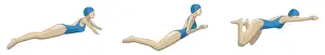 Water Sport Prints: Three stages of swimmer performing breaststroke