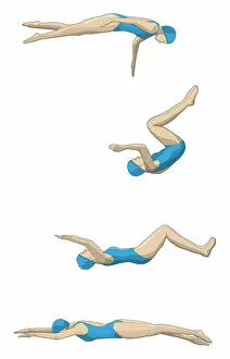 Images Dated 3rd April 2008: Four stages of swimmer performing rapid turn