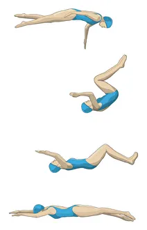 Swimming Gallery: Four stages of swimmer performing rapid turn