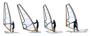 Multiple Image Prints: Four stages of windsurfer performing turning manoeuvre