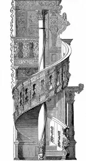 City Hall Collection: Staircase of the Gueldenkammer in the Bremen Town Hall, digitally restored reproduction of a 19th