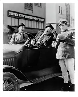 Stan Laurel And Oliver Hardy In Leave Em Laughing
