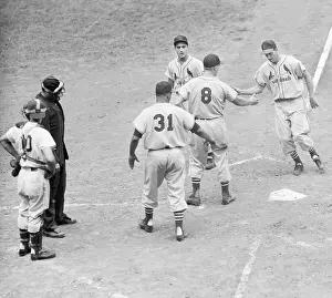 Stan Musial Prints: Stan Musial Arriving @ Plate After Homer