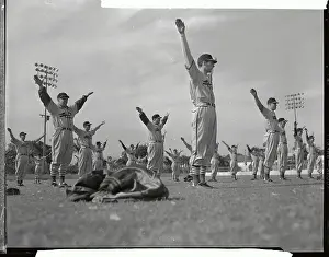 Stan Musial Prints: Stan Musial Exercising with Team
