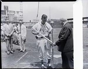 Stan Musial Prints: Stan Musial Being Given Silver Bat