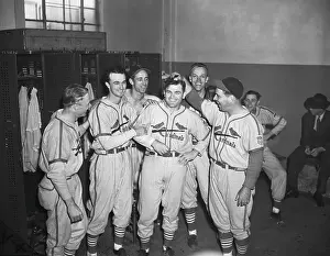 Stan Musial, Etc In Locker Room;Hair Pull