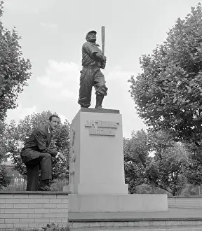 Honus Wagner Prints: Stan Musial Passing Statue of Honus Wagner