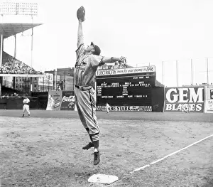 Stan Musial Prints: Stan Musial Shown Leaping/Catch, 1St Base