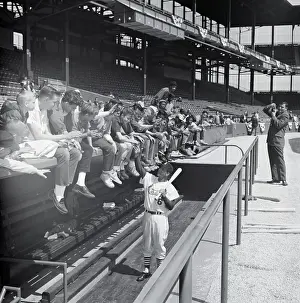 Stan Musial Prints: Stan Musial Signs Autographs;Kids On Dug