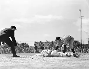 Stan Musial Sliding Safely into Third Base