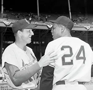 Stan Musial Prints: Stan Musial Standing with Willie Mays