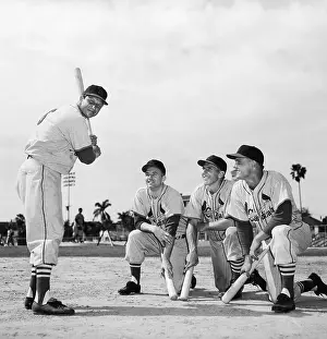 Stan Musial Prints: Stan Musial Teaching Rookies To Bat
