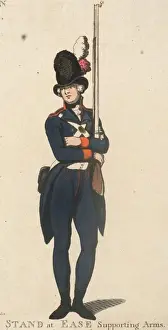 Prints of 1798: Stand at Ease, Supporting Arms. The resting position of a British sentry carrying a musket. Original Artwork: Drawn by Rowlandson. (Photo by Hulton Archive/Getty Images) Heritage Images Prints: Stand At Ease