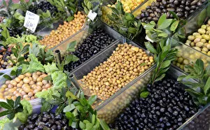 Stand with olives, market in Kadikoy, Istanbul, Asian side, Istanbul Province, Turkey
