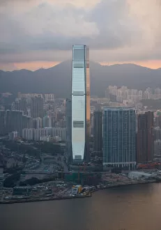 Stand tall Hong Kong city sunset
