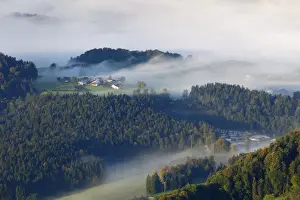 Berchtesgadener Prints: Stanggass near Berchtesgaden in the morning fog